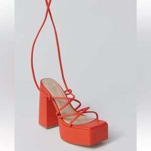 Brand New in Box! Red Urban Outfitters Polly Lace Up Platform Heels Size 8